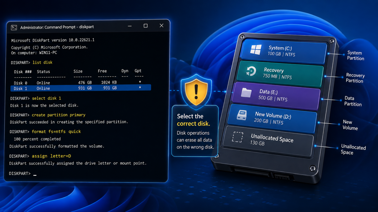 How to Partition a Drive Using DiskPart in Windows 11
